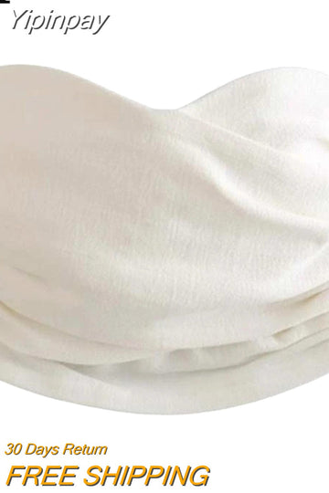 Yipinpay 2023 Off Shoulder Corset Tops For Women Pleated Crop Top Female Backless Sleeveless Bustier Top Woman Sexy Summer Tops